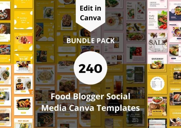 240 Food Blogger Social Media Templates: Elevate Your Feed