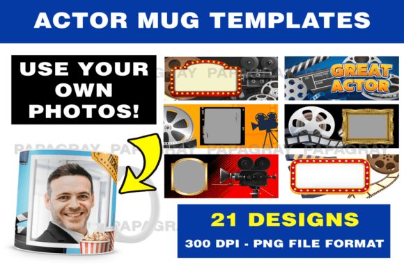 Actor Photo Mug Templates: 21 Designs for Instant Gifts
