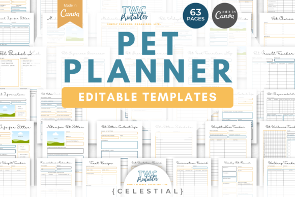 Celestial Pet Planner Templates for Canva