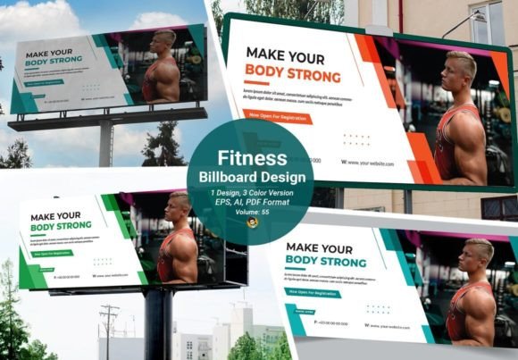 High-Impact Fitness & Gym Billboard Templates: Full Vector Design