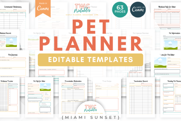 Pet Planner Canva Templates | MIAMI SUNS