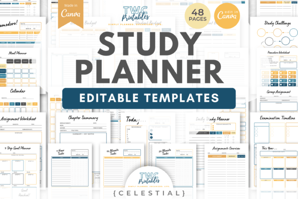 Study Planner Canva Templates | CELESTIA
