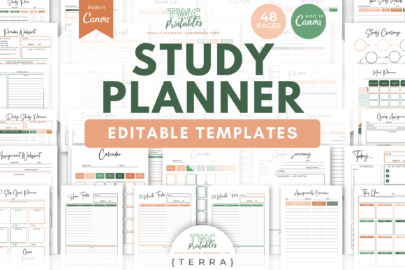 Study Planner Canva Templates | TERRA: Your Complete Exam Prep Kit
